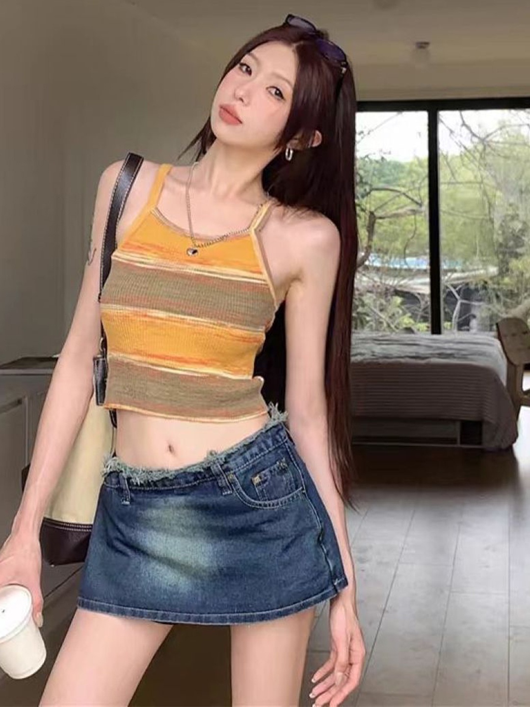 

StyleCast Girls Orange Striped Sleeveless Crop Top