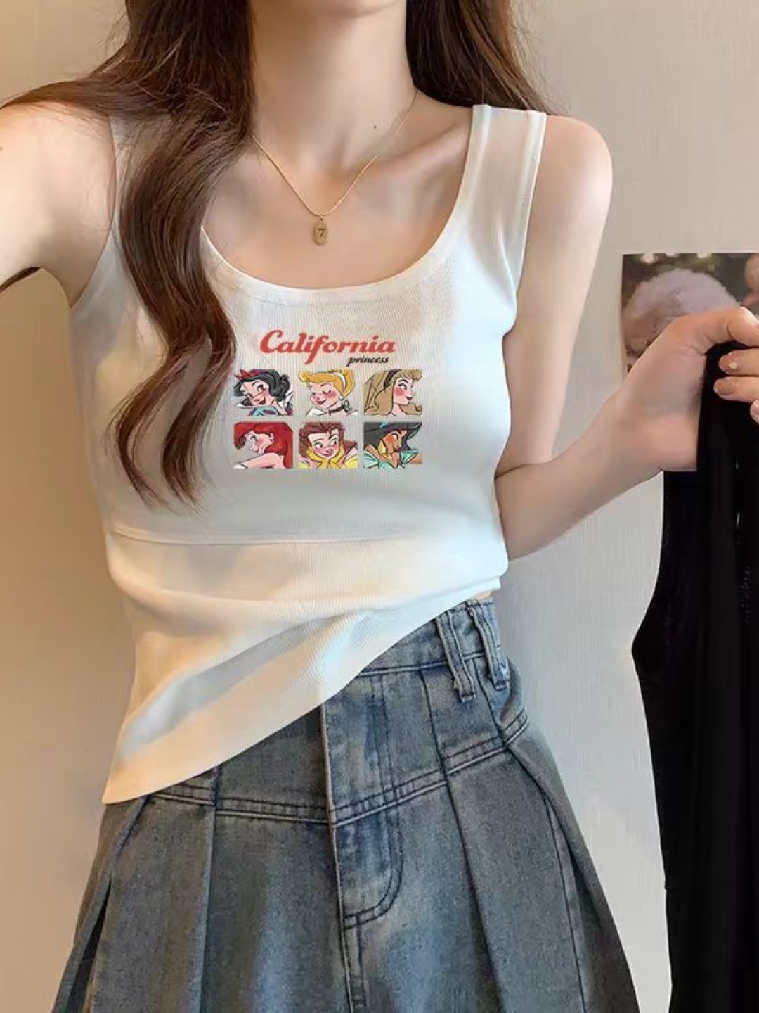 

StyleCast Girls Cream Round Neck Graphic Printed Tank Top