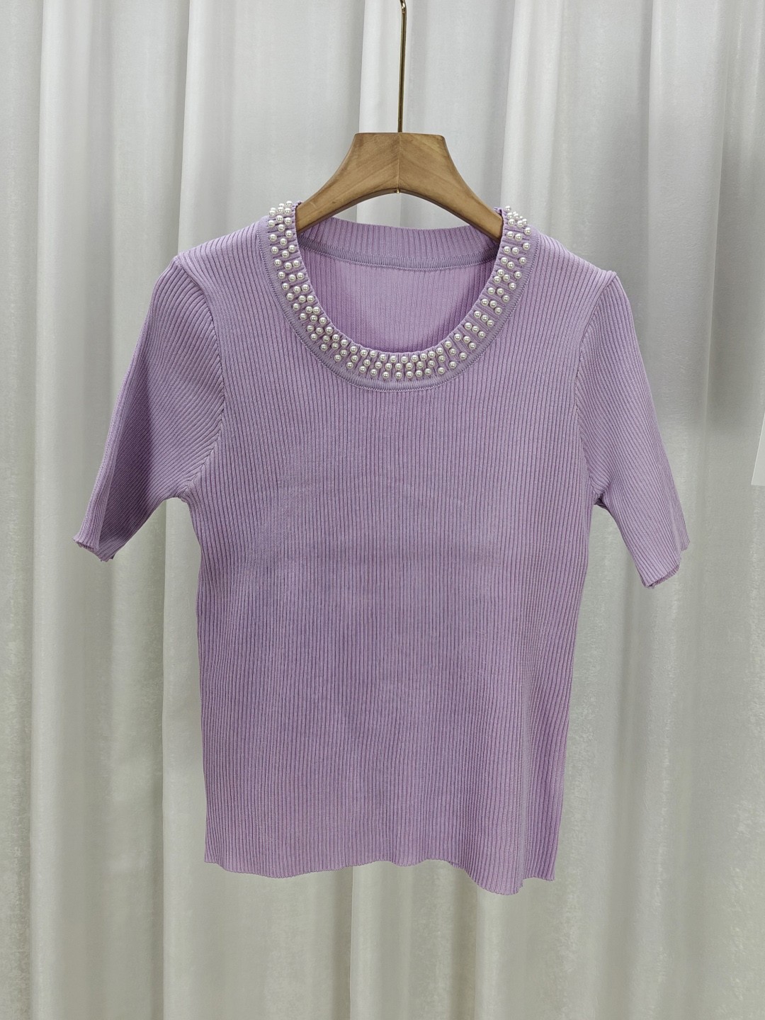 

StyleCast Girls Solid Round neck Embellished Top, Purple