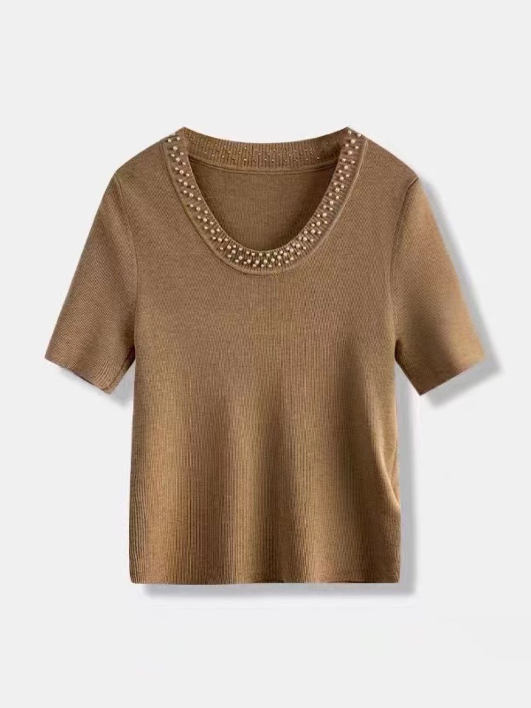 

StyleCast Girls Short Sleeves Round Neck Top, Brown
