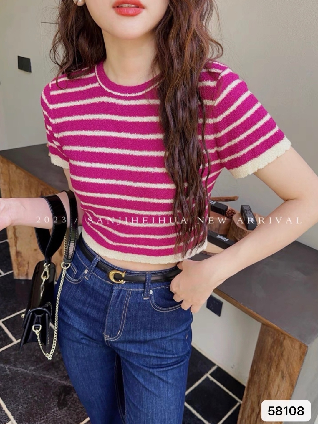 

StyleCast Girls Striped Round Neck Crop Top, Pink