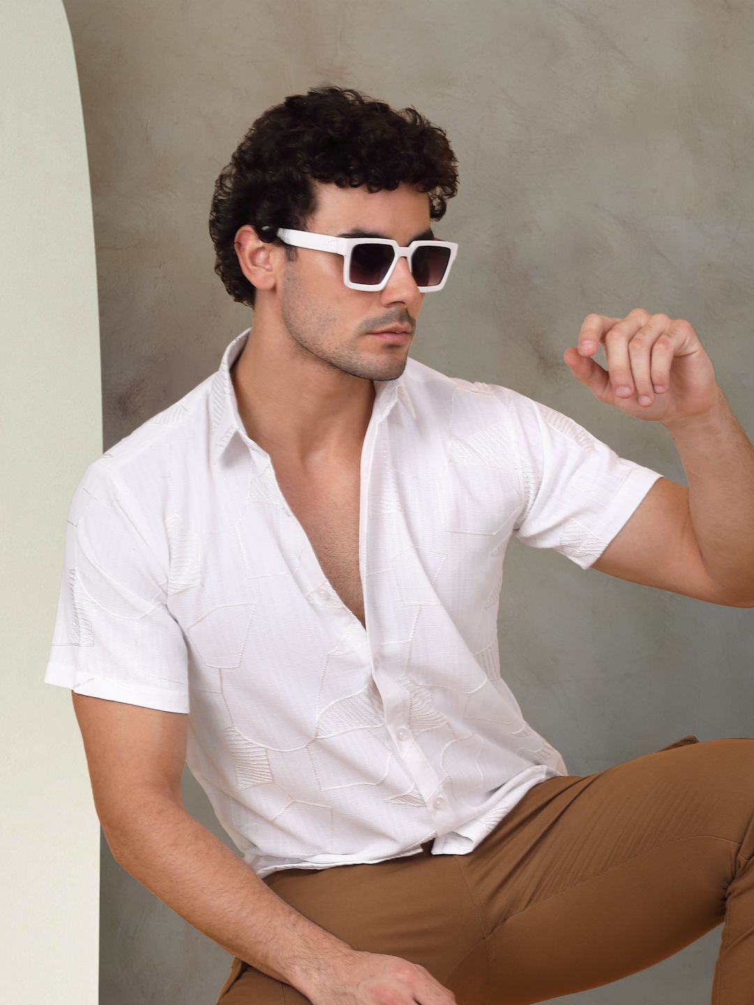

Indian Needle Classic Opaque Striped Cotton Casual Shirt, White