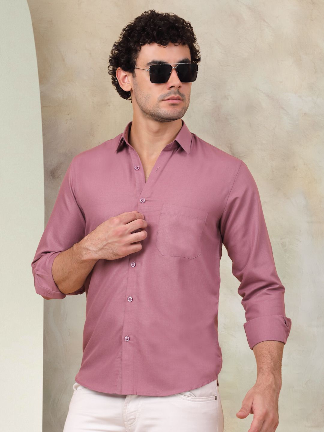 

Indian Needle Classic Cutaway Collar Cotton Casual Shirt, Magenta