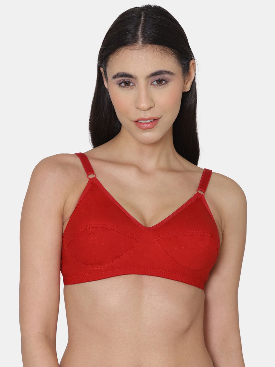 

KOMLI Full Coverage Non Padded Minimizer Bra With All Day Comfort, Red