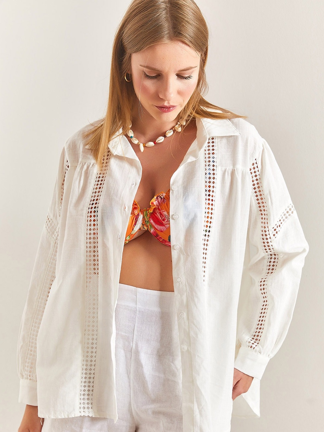 

BIANCO LUCCI White Cotton Casual Shirt
