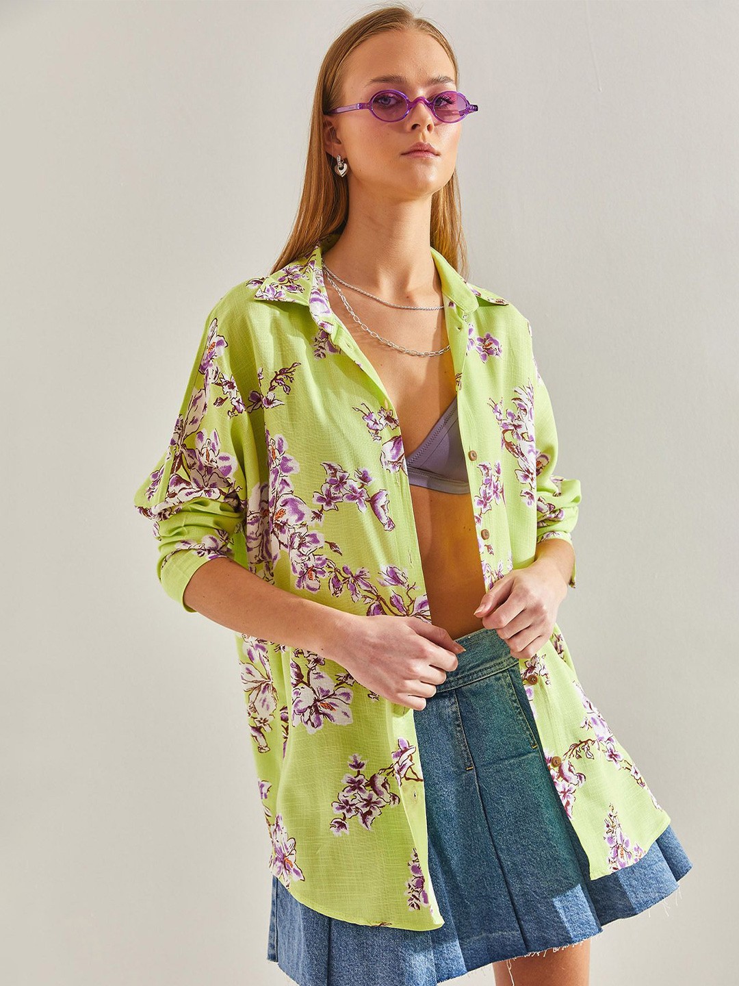 

BIANCO LUCCI Floral Printed Casual Shirt, Green