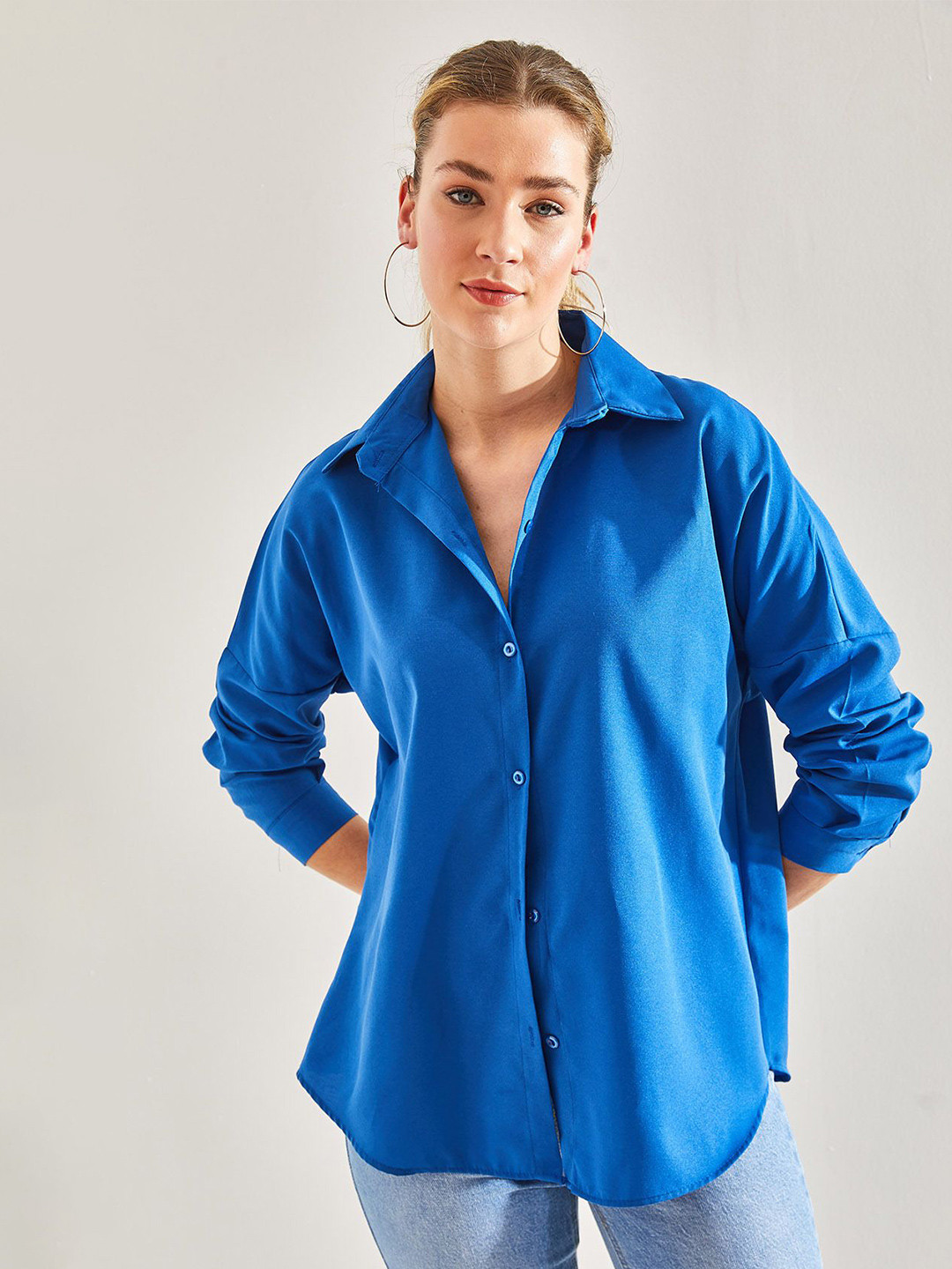 

BIANCO LUCCI Spread Collar Casual Shirt, Blue