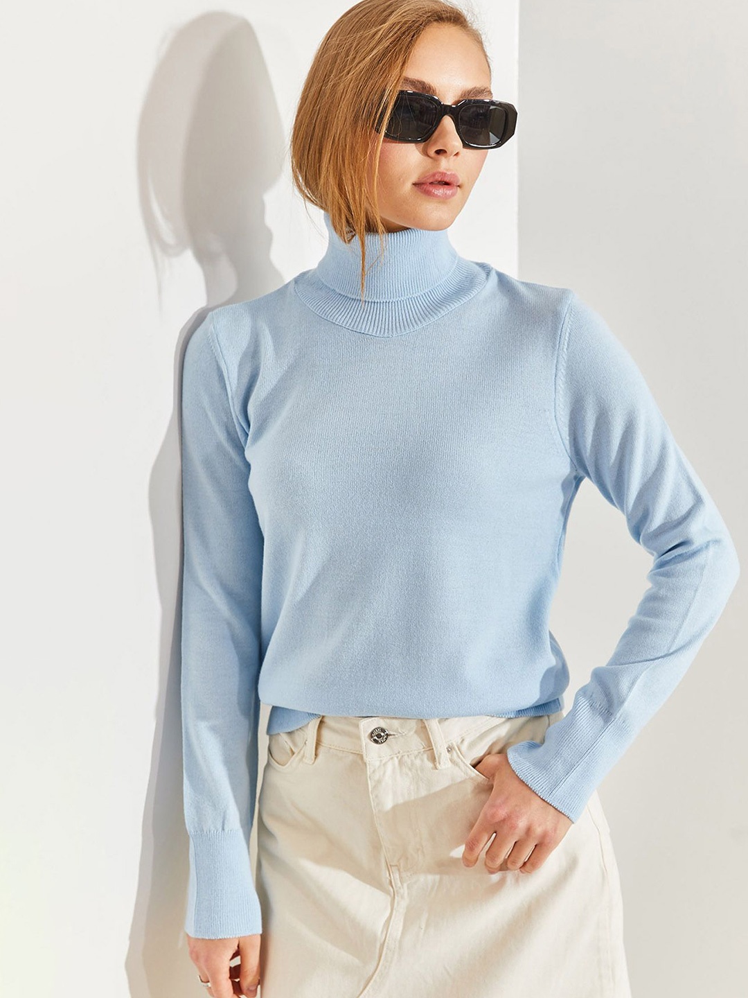 

BIANCO LUCCI Turtle Neck Long Sleeves Pullover, Blue