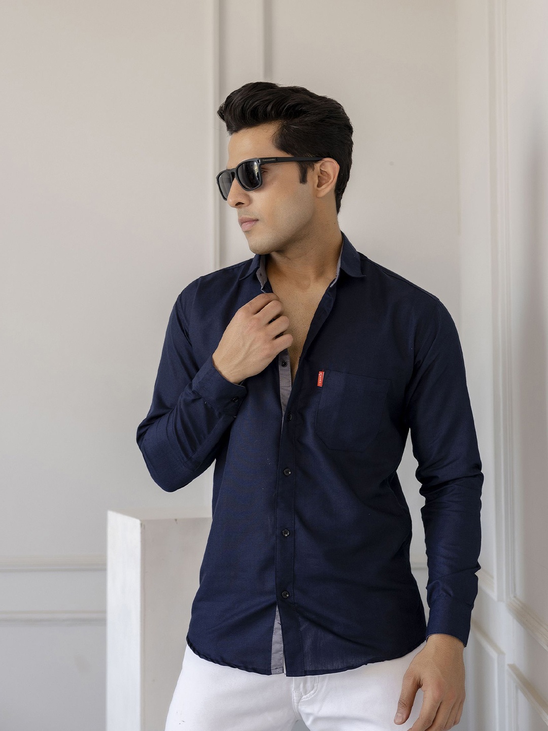 

SURHI Spread Collar Smart Cotton Casual Shirt, Blue