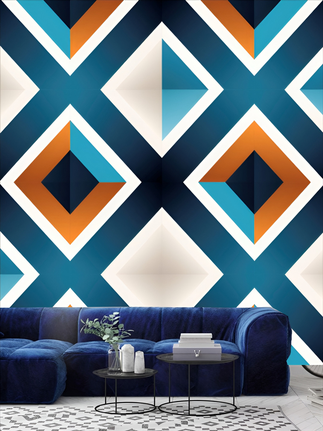 

Aura White & Blue Printed Self-Adhesive Wall Stickers