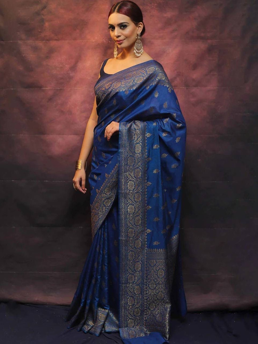 

PHEASANT Woven Design Zari Banarasi Saree, Blue