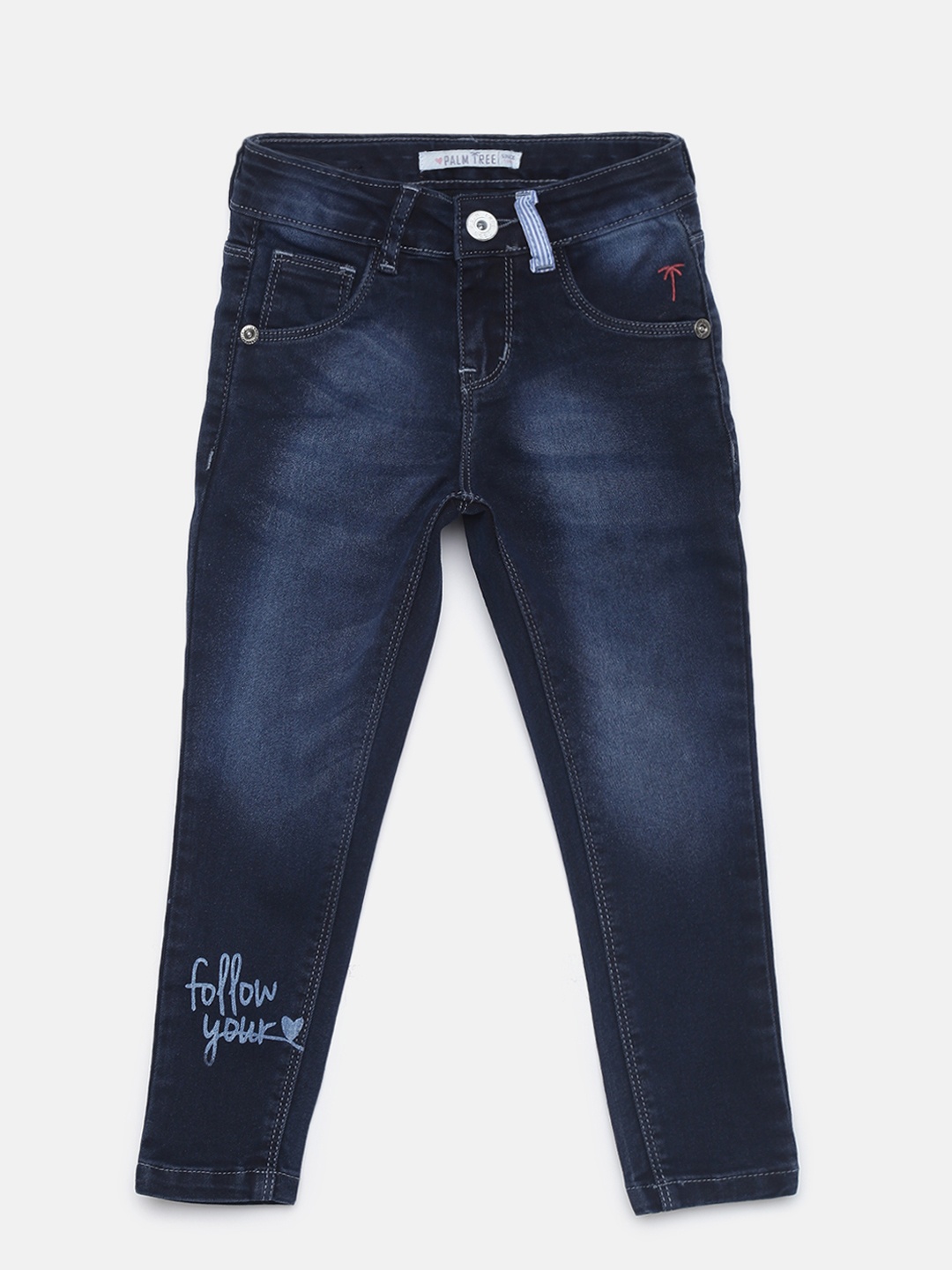 

Palm Tree Girls Navy Blue Slim Fit Mid-Rise Clean Look Stretchable Jeans