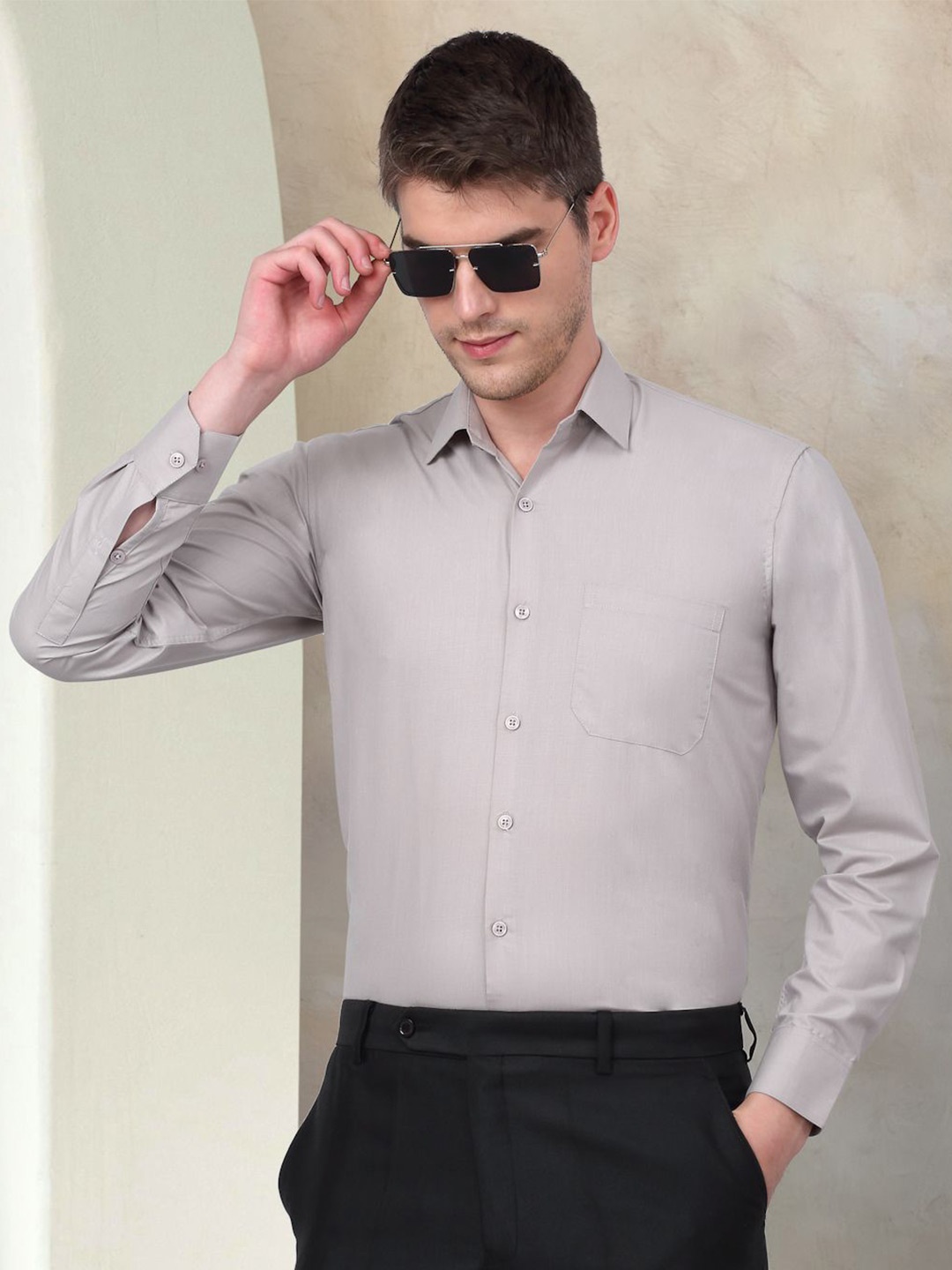 

Indian Needle Classic Opaque Cotton Formal Shirt, Grey