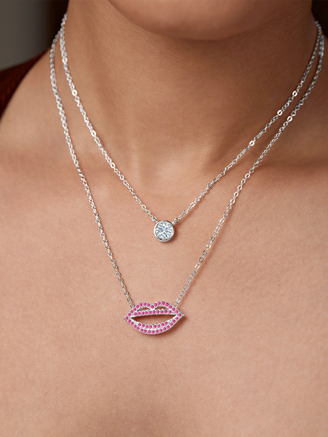 

MINUTIAE Brass Silver-Plated Layered Necklace