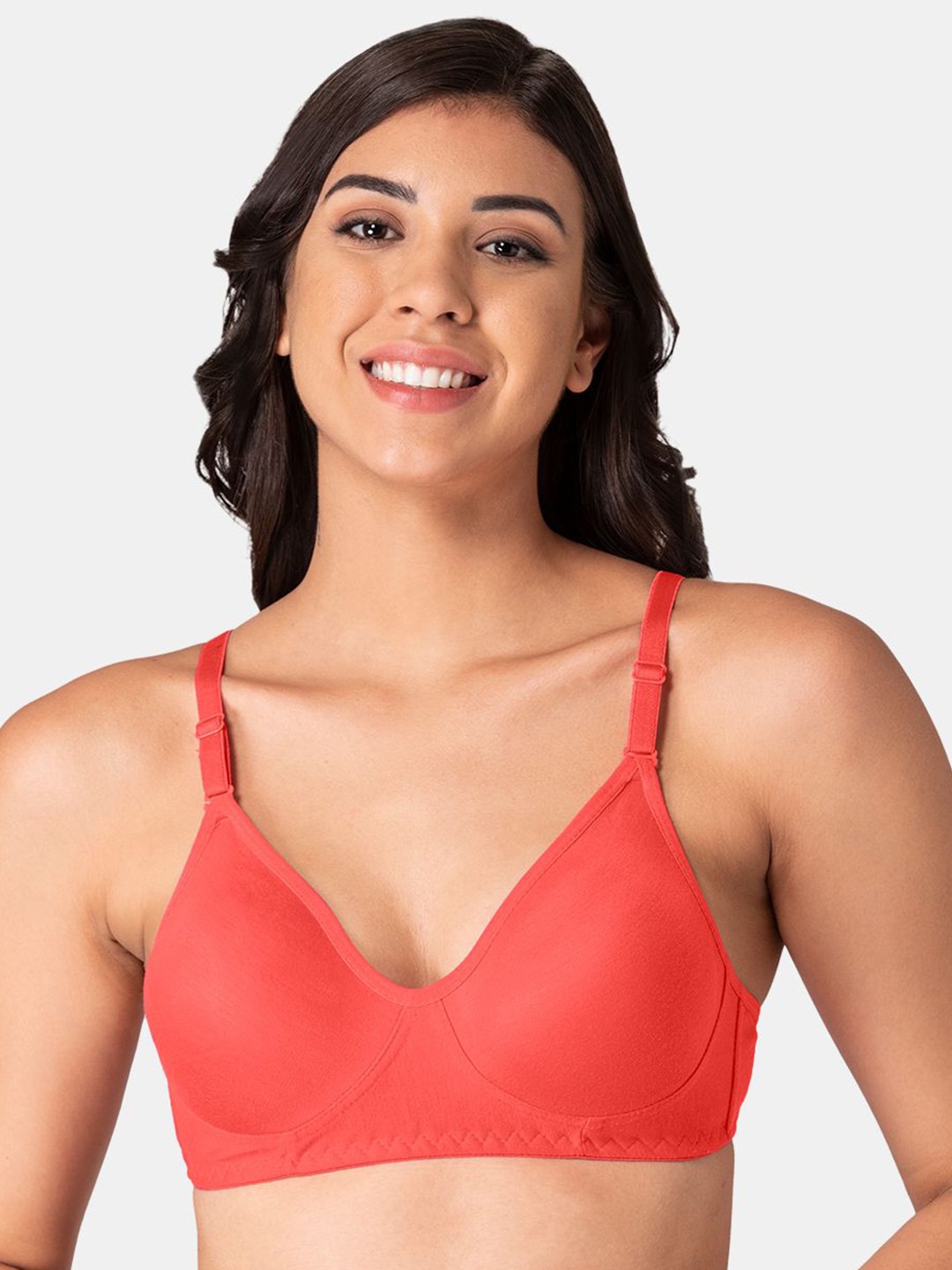 

KOMLI Non Padded Full Coverage T-Shirt Bra All Day Comfort, Coral
