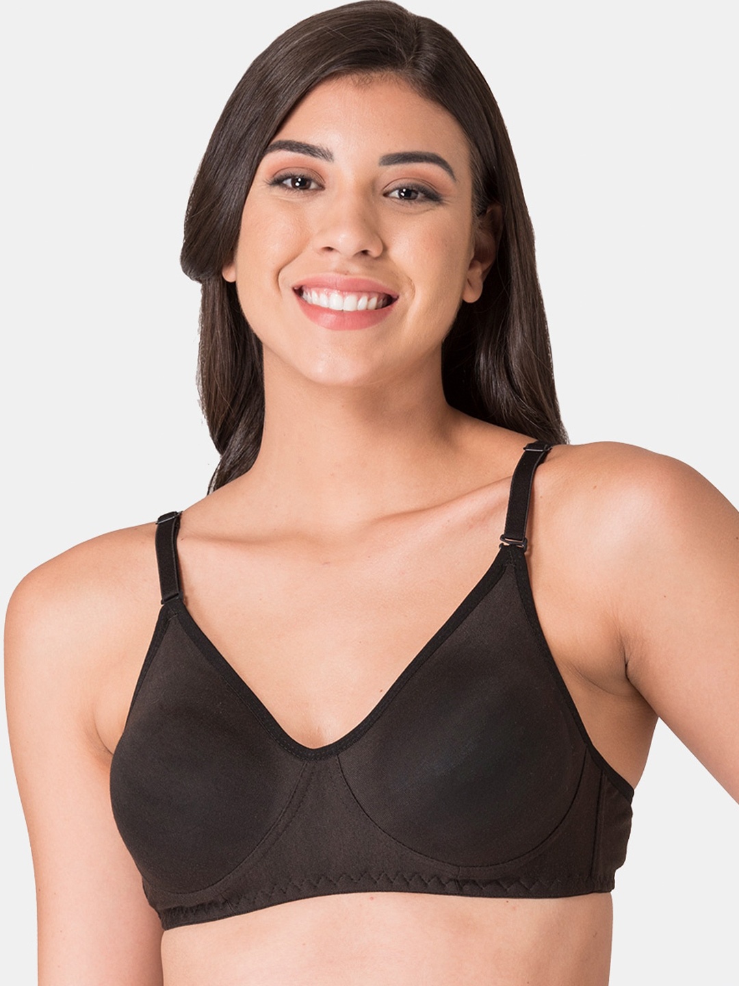

KOMLI Full Coverage Non Padded Cotton T-shirt Bra- All Day Comfort, Black