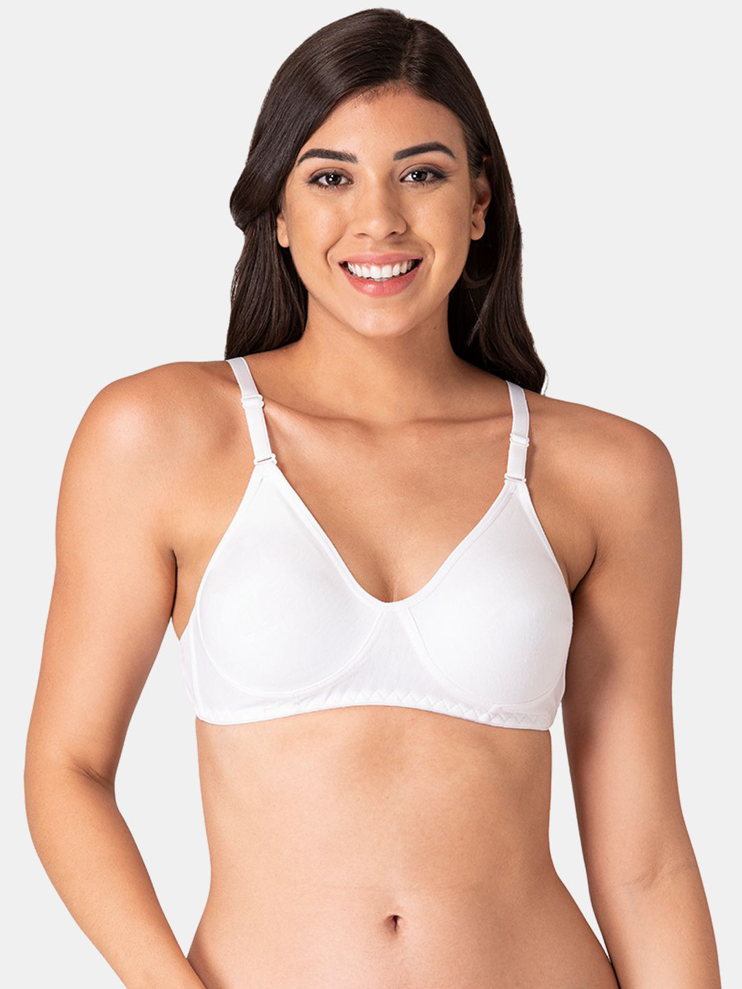 

KOMLI Full Coverage Non Padded Cotton T-shirt Bra- All Day Comfort, White