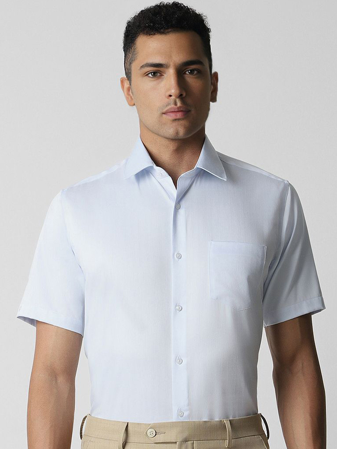 

Van Heusen Self Design Spread Collar Long Sleeves Cotton Formal Shirt, Blue