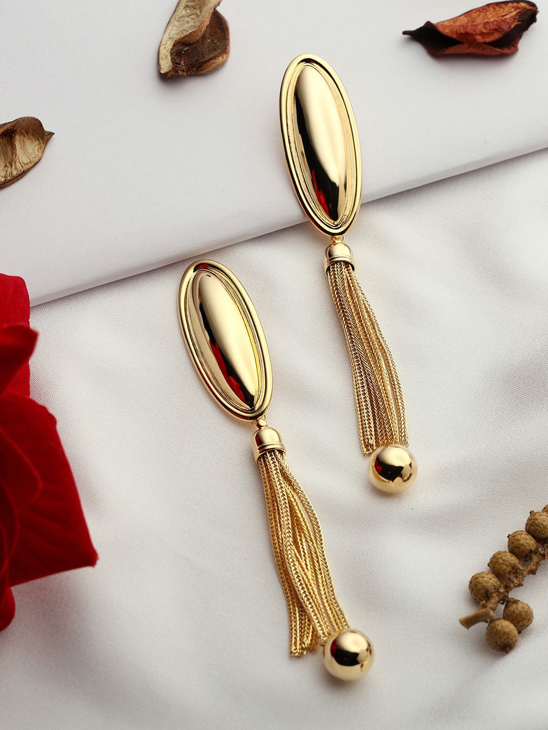 

VENI Stainless Steel Gold-Plated Contemporary Drop Earrings