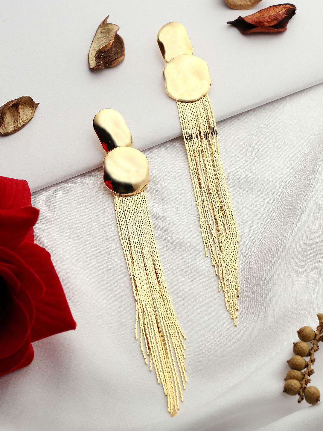 

VENI Stainless Steel Gold-Plated Contemporary Drop Earrings