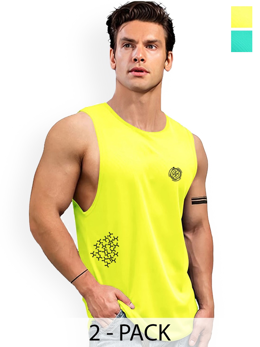 

AUSK Pack Of 2 Printed Innerwear Vests A754+759, Green