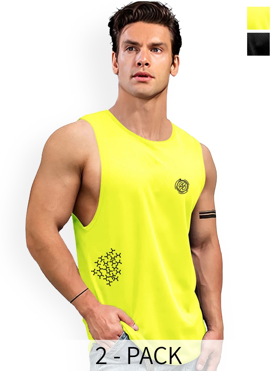 

AUSK Pack of 2 Sleeveless Gym Innerwear Vests, Black