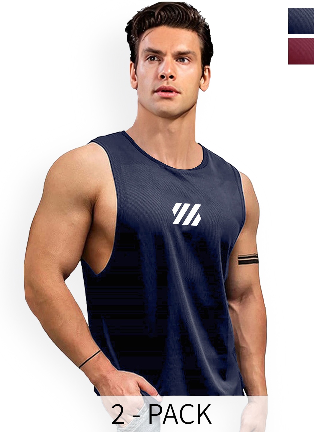 

AUSK Pack Of 2 Printed Innerwear Vests A764+765, Maroon