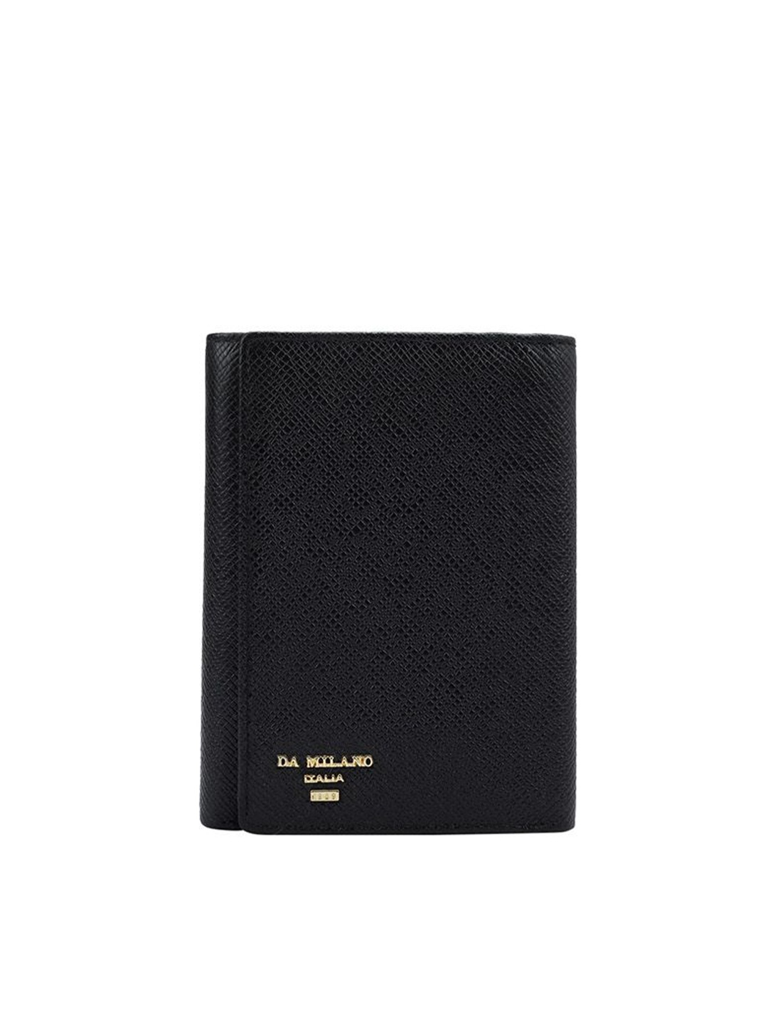

Da Milano Women Textured Leather Three Fold Wallet, Black