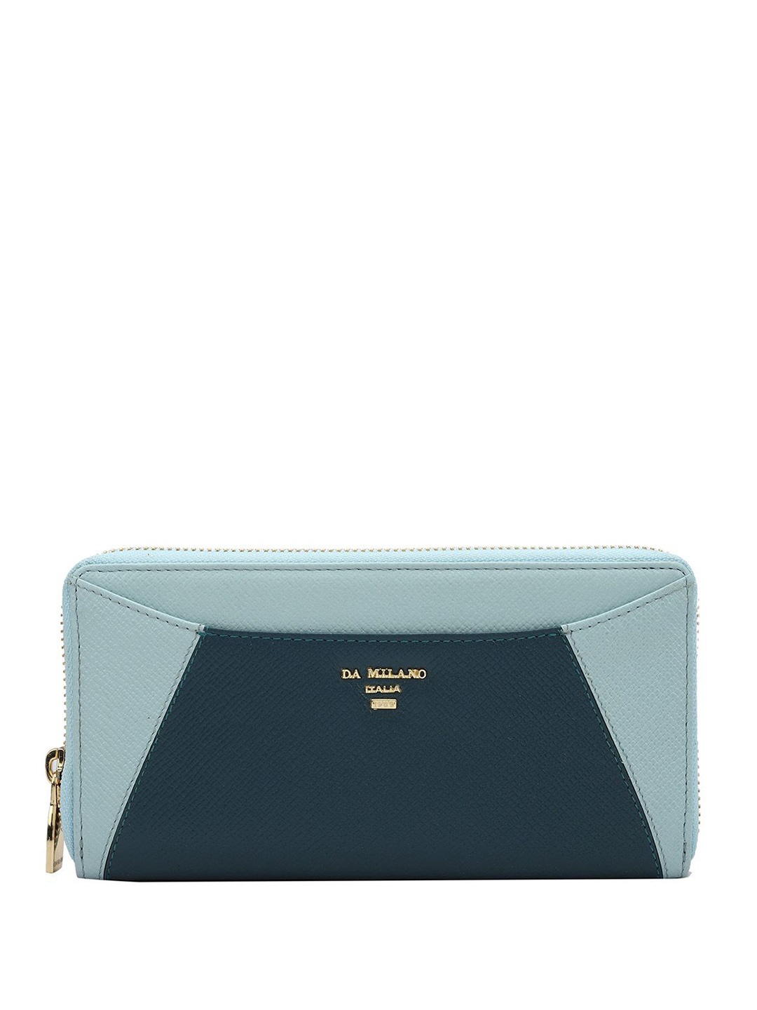 

Da Milano Women Colourblocked Leather Zip Around Wallet, Blue