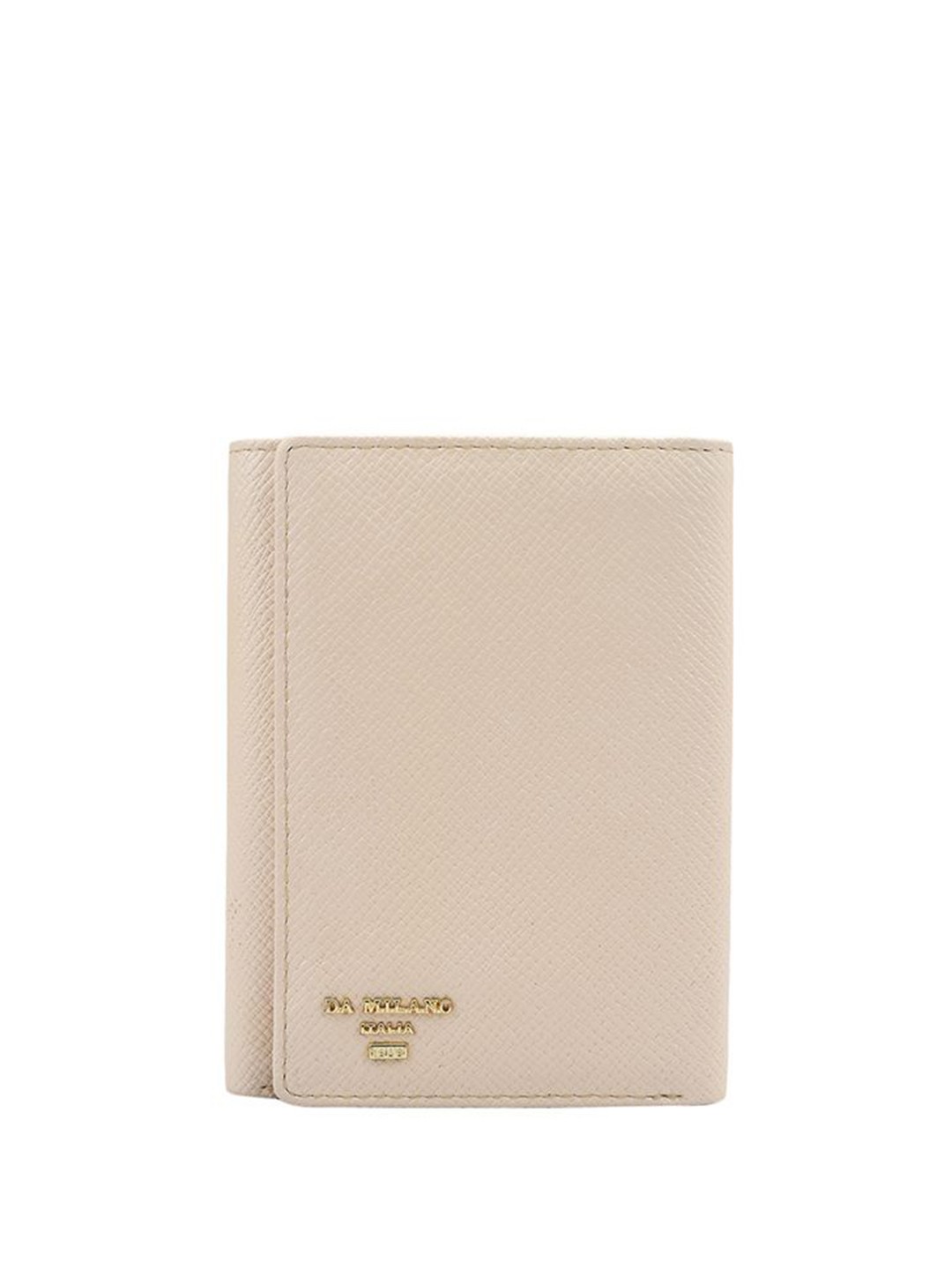 

Da Milano Women Textured Leather Two Fold Wallet, Beige