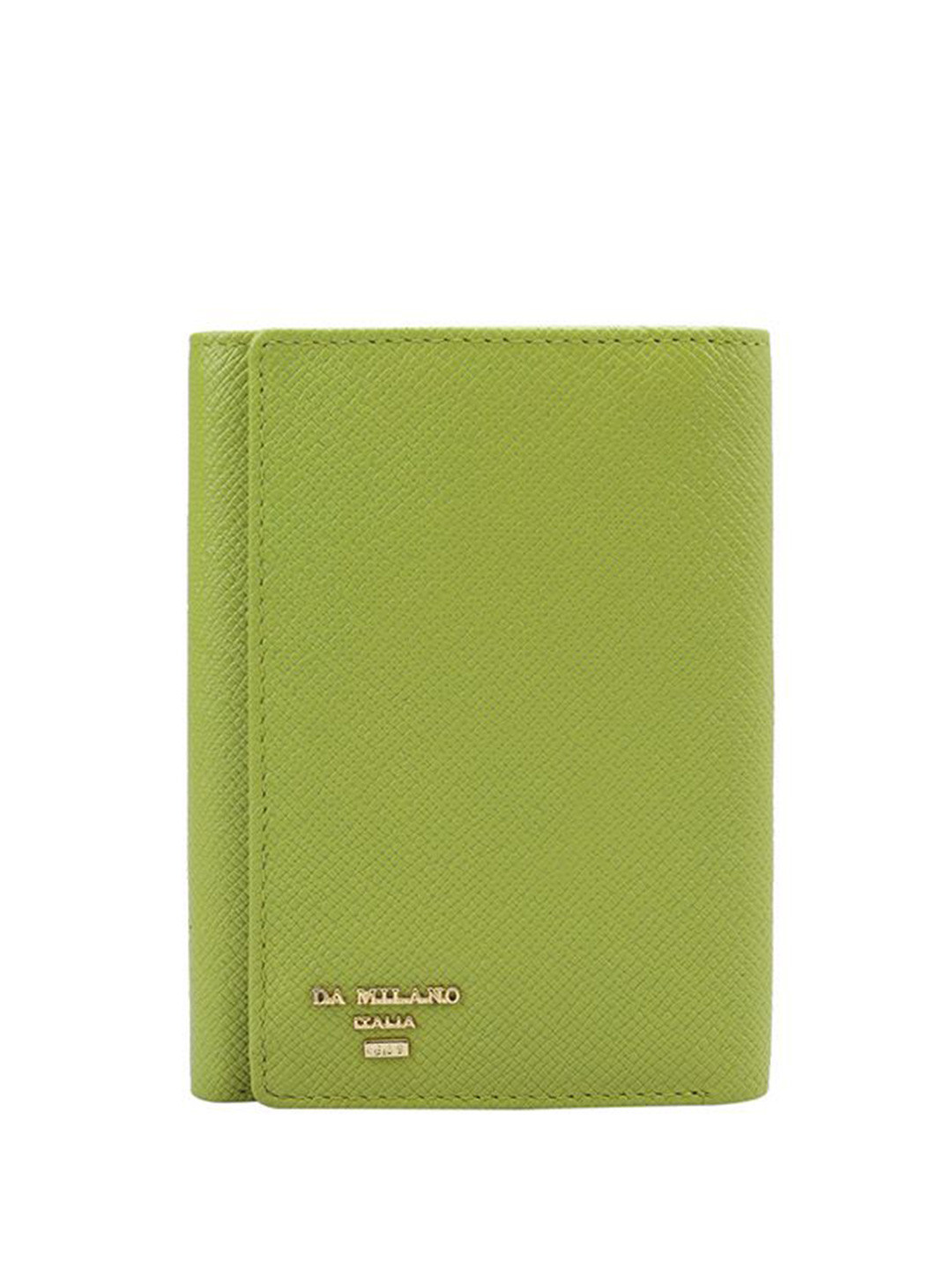 

Da Milano Women Brand Logo Textured Leather Three Fold Wallet, Green