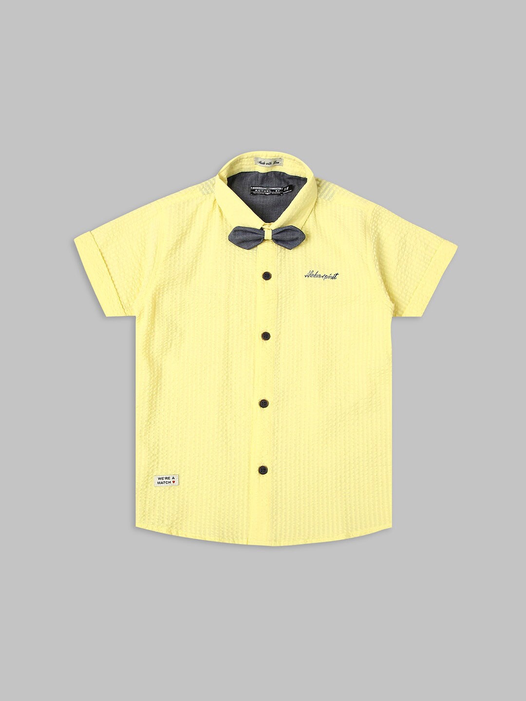 

Actuel Boys Cotton Formal Shirt With Detachable Bow, Yellow