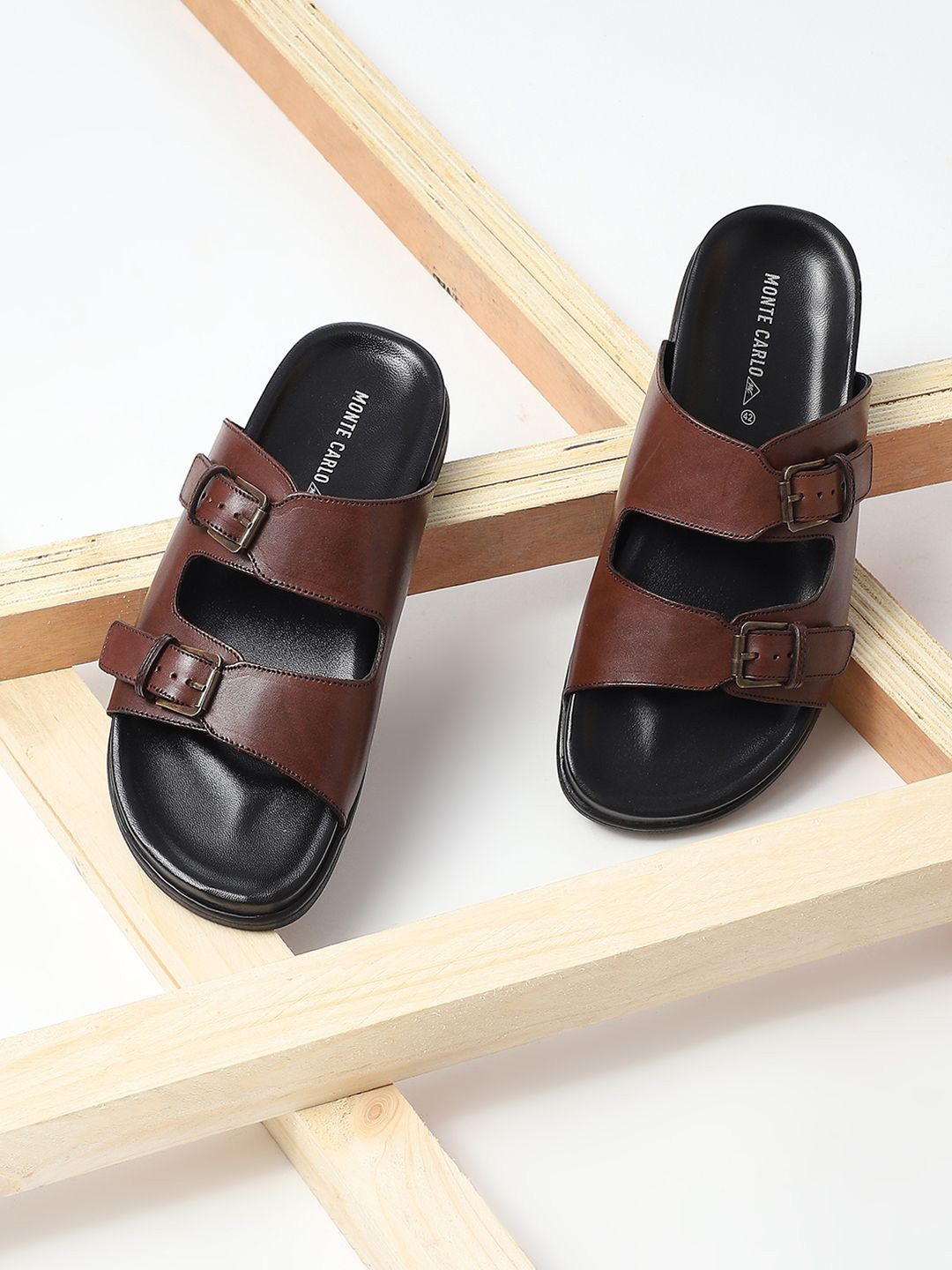 

Monte Carlo Men Leather Comfort Sandals, Brown