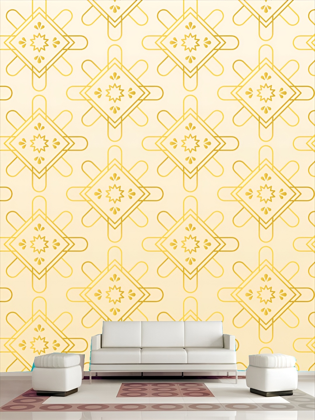 

Aura Yellow Abstract Printed Self Adhesive 3D Wall Stickers
