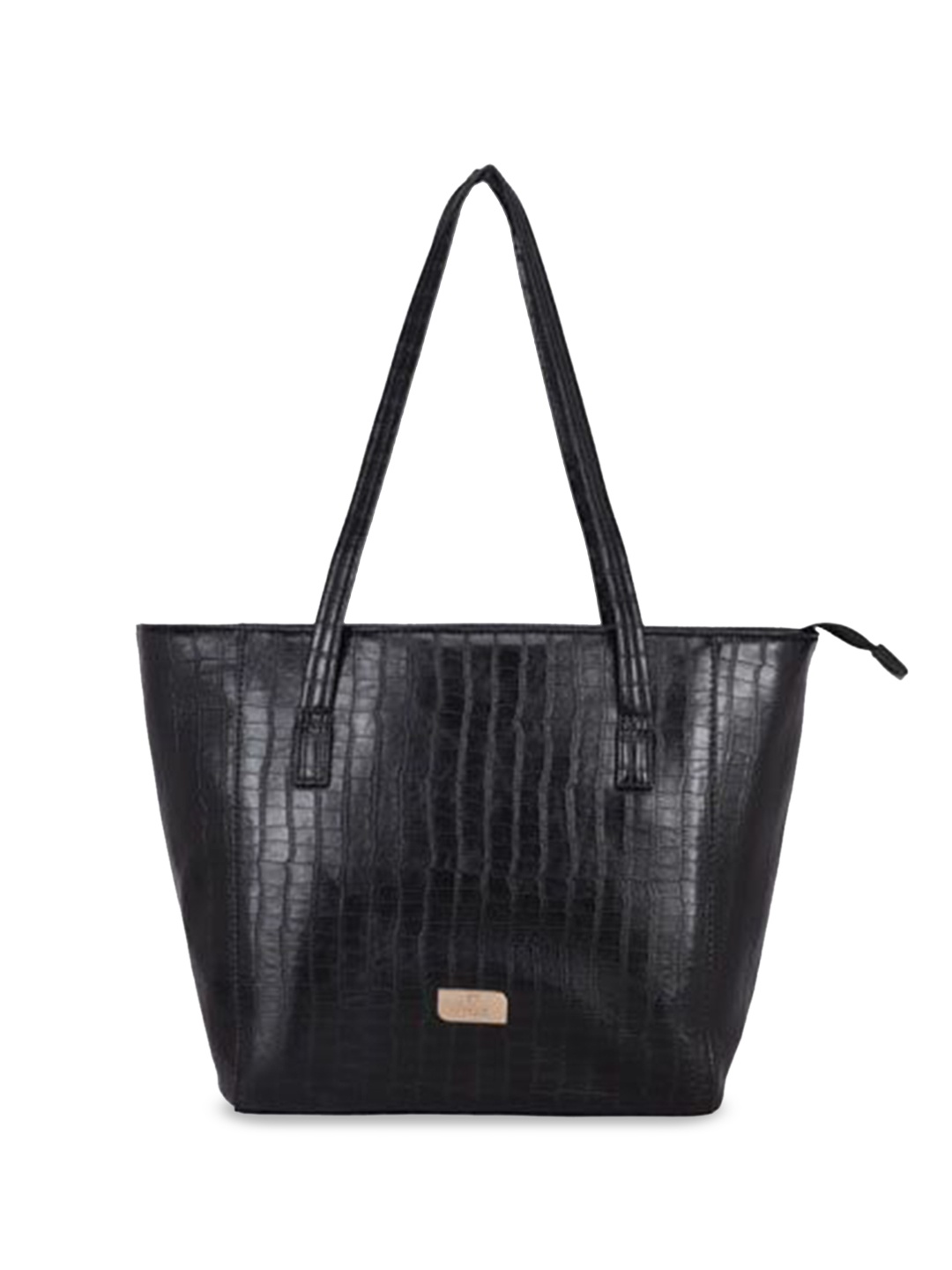 

RIJAC Textured Structured Synthetic Leather Tote Bag, Black