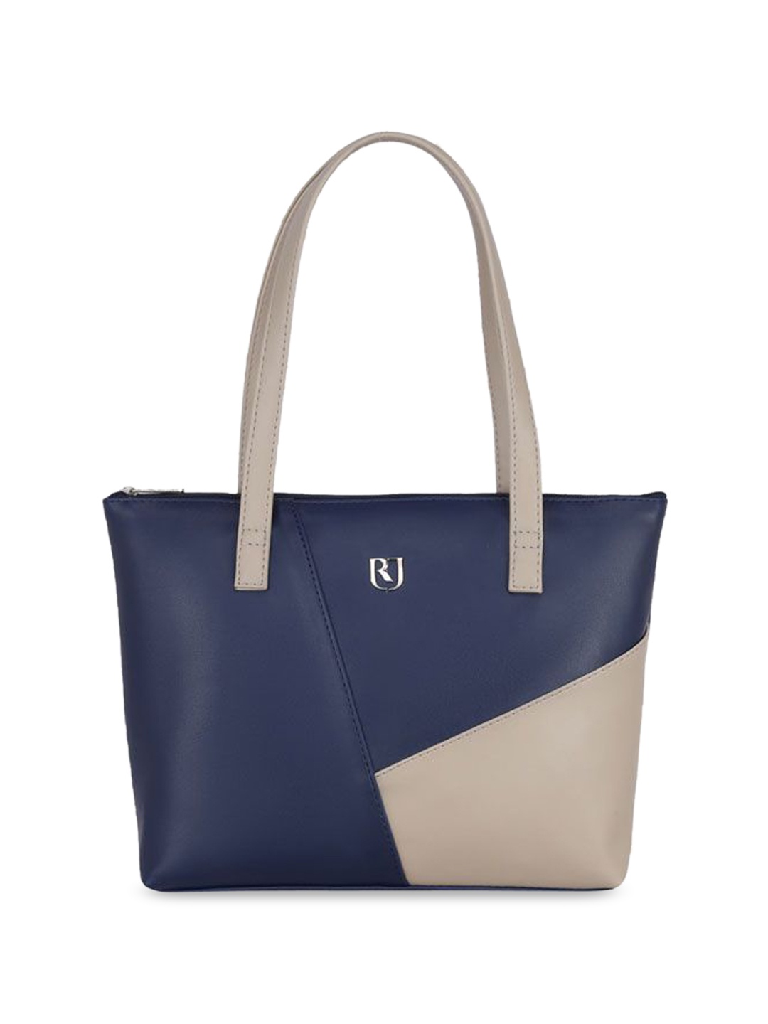 

RIJAC Colourblocked Structured Shoulder Bag with Applique, Navy blue