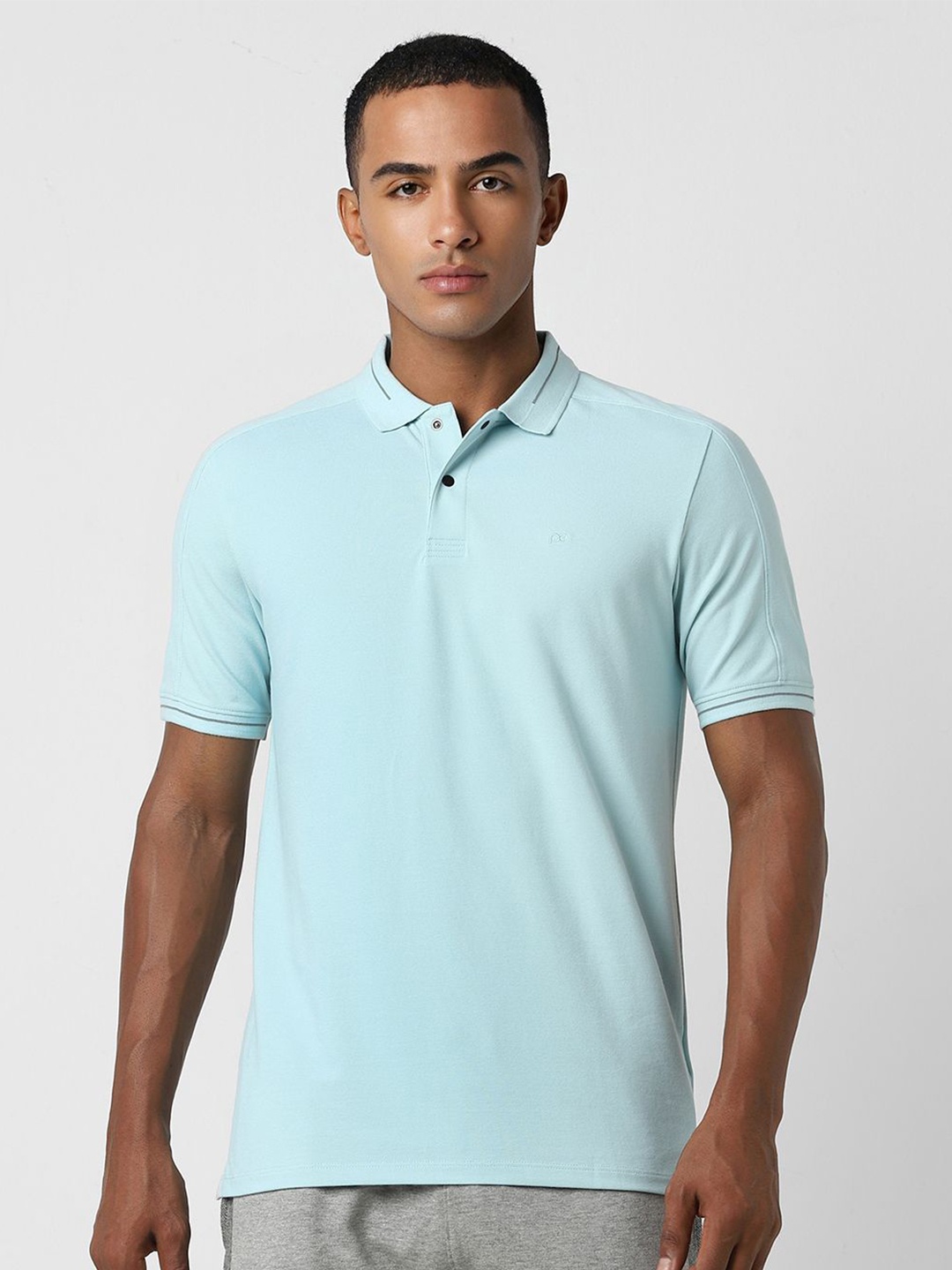 

Peter England Polo Collar Short Sleeves Regular Fit Cotton T-shirt, Blue