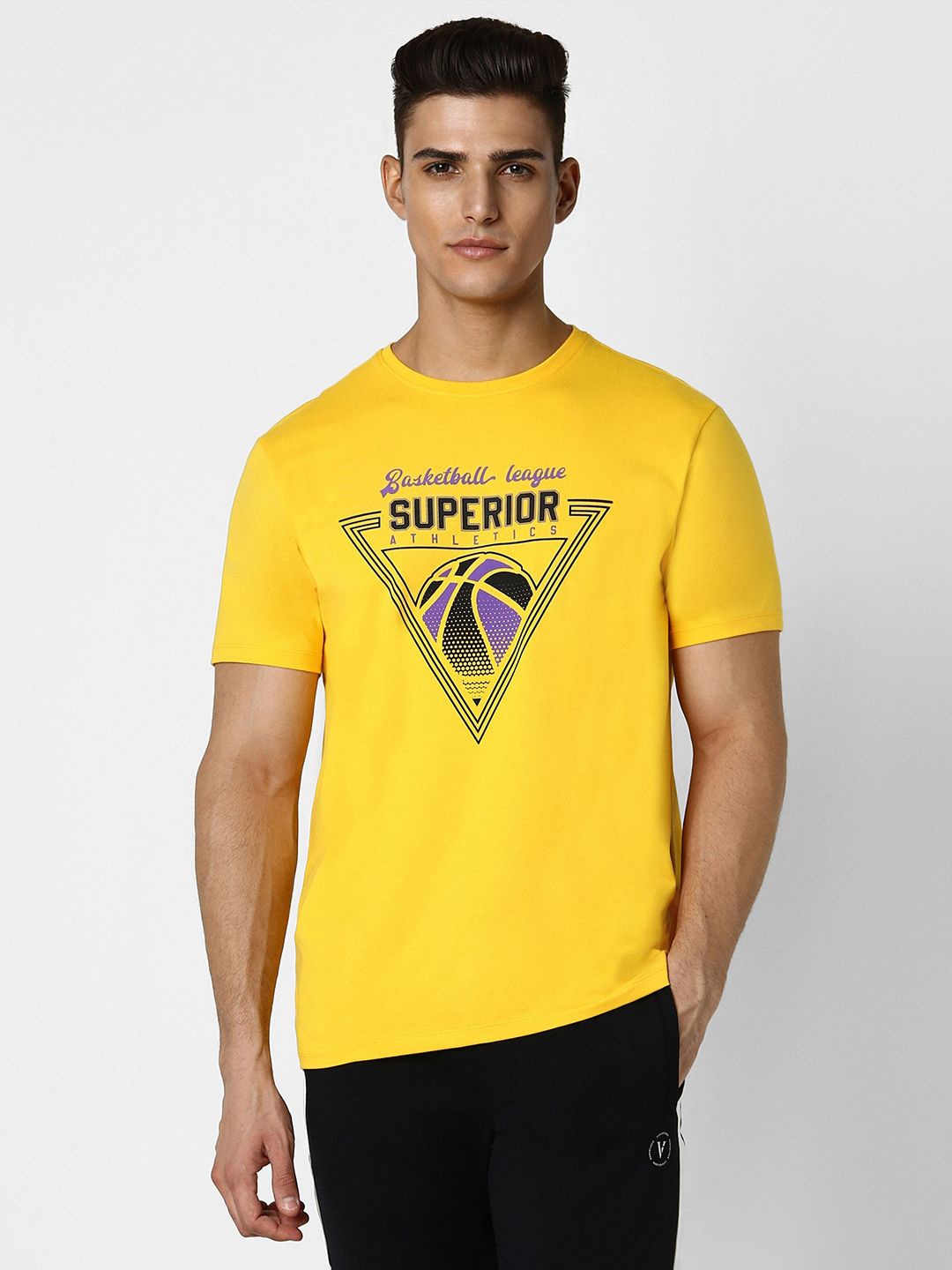 

Van Heusen Flex Typography Printed Slim Fit Crew Neck T-shirt, Yellow