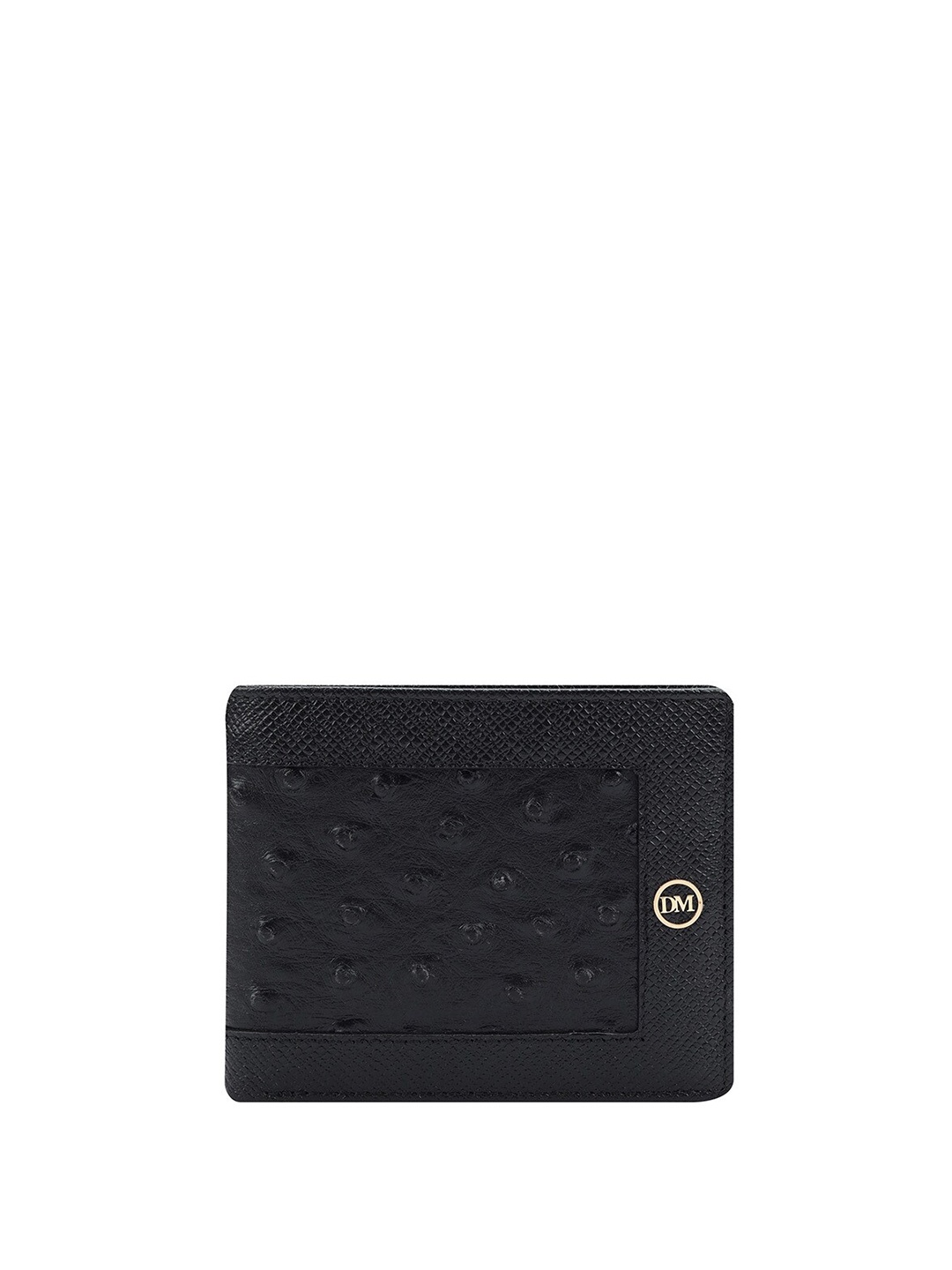 

Da Milano Men Textured Leather Two Fold Wallet, Black