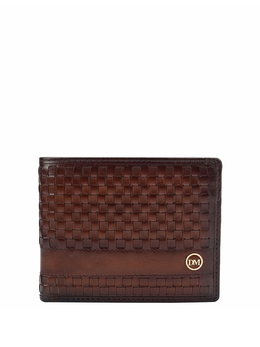 

Da Milano Men Textured Leather Two Fold Wallet, Brown