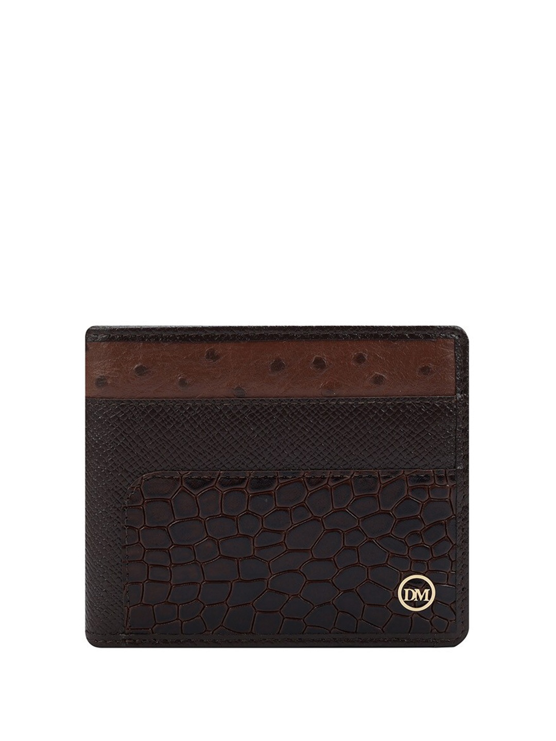 

Da Milano Men Textured Leather Two Fold Wallet, Brown