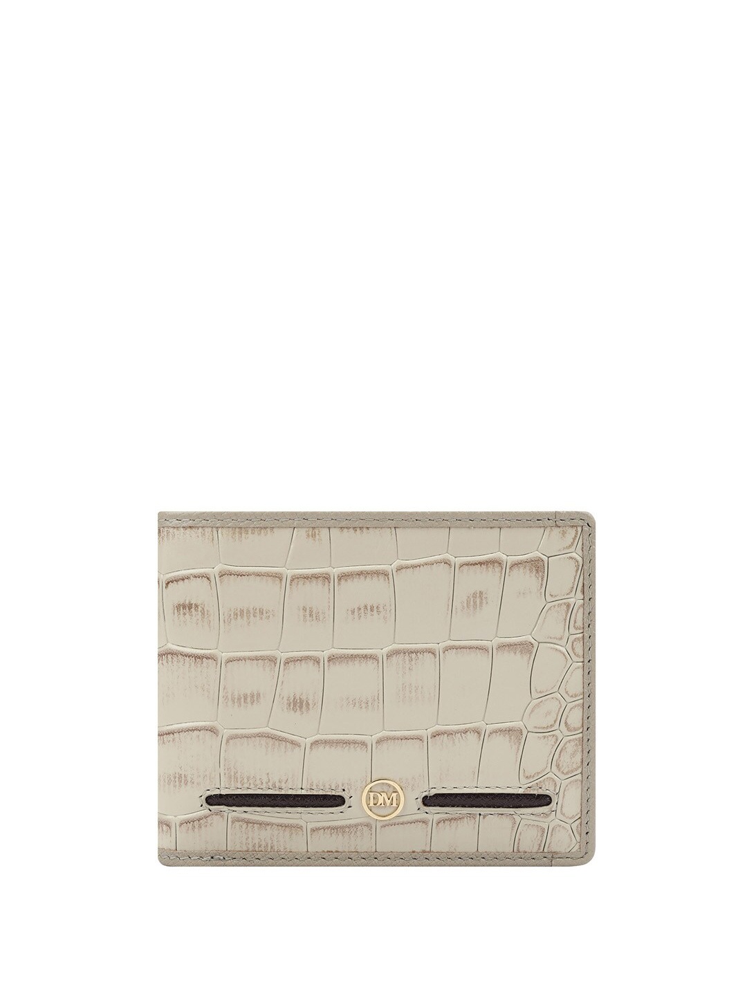 

Da Milano Men Textured Leather Two Fold Wallet, White