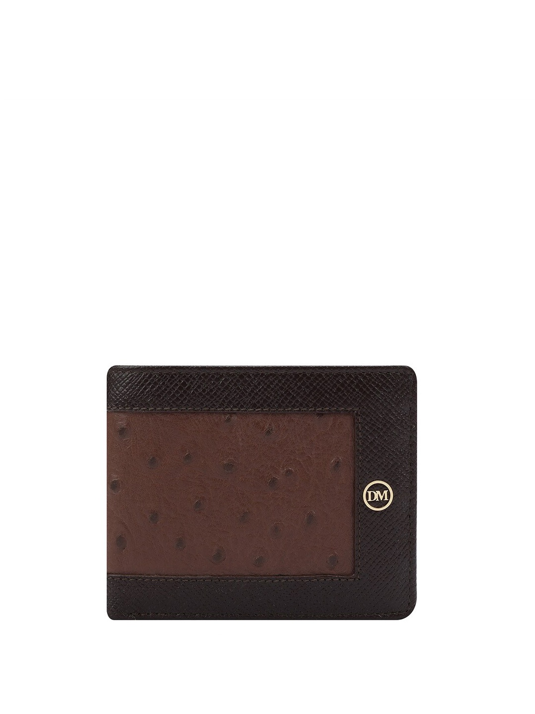 

Da Milano Men Textured Leather Two Fold Wallet, Brown