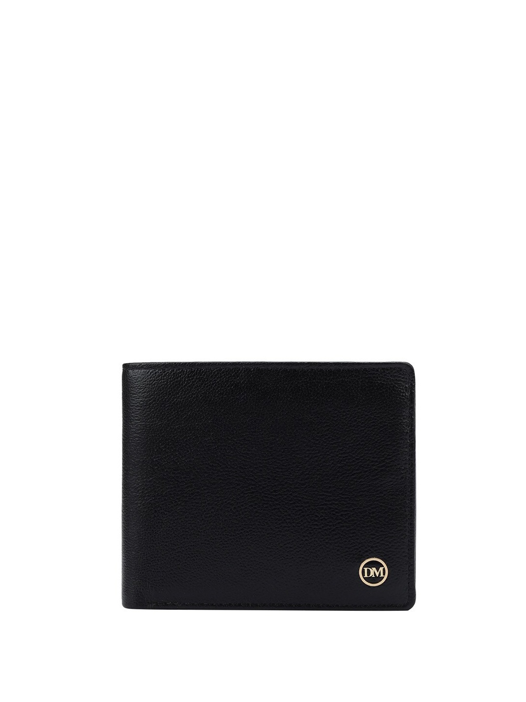 

Da Milano Men Textured Leather Two Fold Wallet, Black