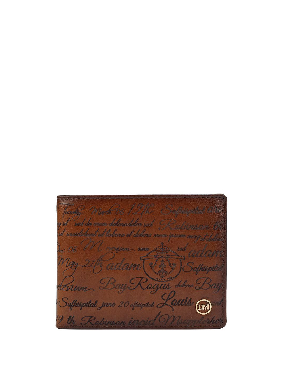 

Da Milano Men Typography Printed Leather Two Fold Wallet, Brown