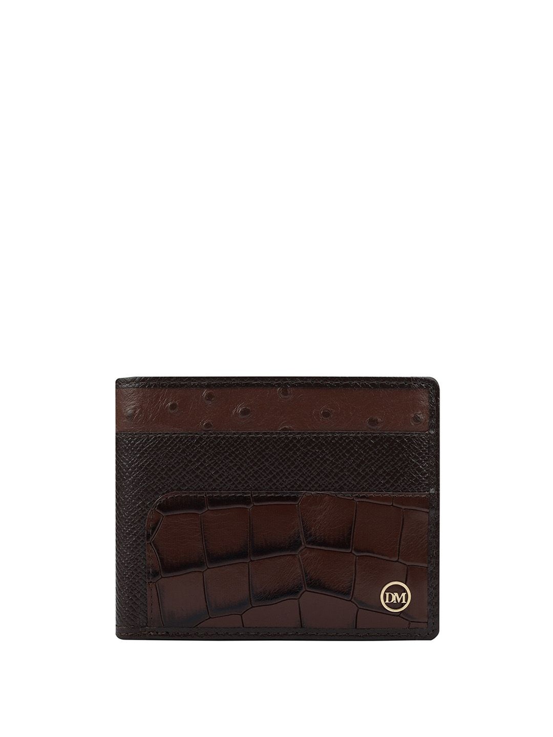 

Da Milano Men Animal Textured Leather Two Fold Wallet, Brown