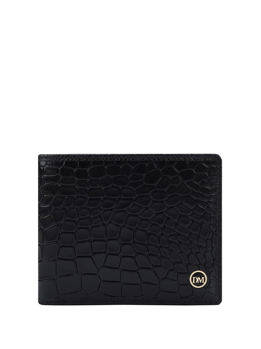 

Da Milano Men Textured Leather Two Fold Wallet, Black