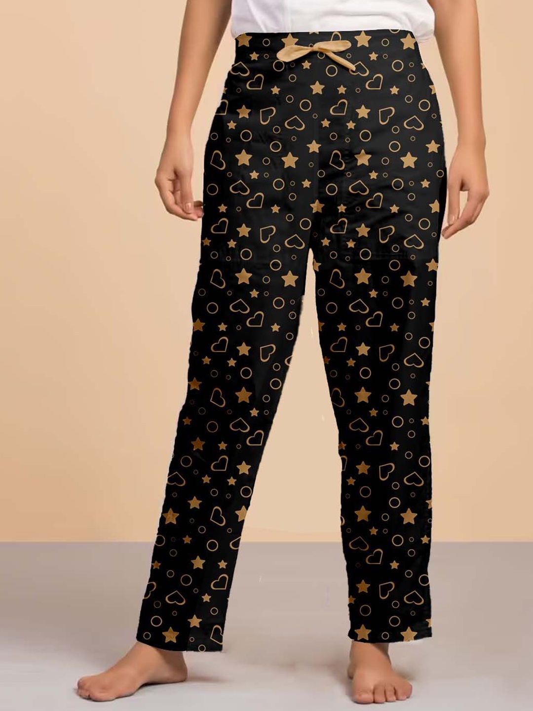 

LYRA Women Printed Cotton Lounge Pant, Black
