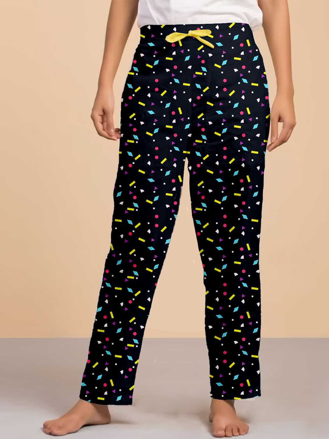 

LYRA Women Printed Cotton Lounge Pant, Navy blue