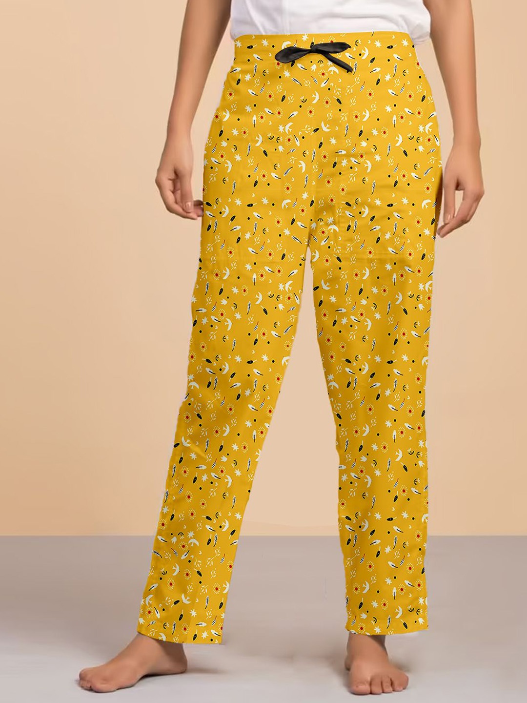 

LYRA Women Printed Cotton Lounge Pant, Yellow